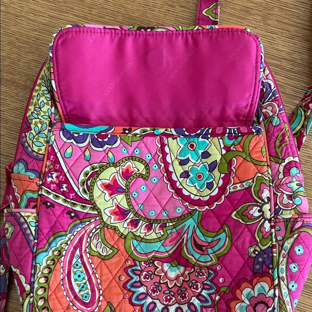 Vera Bradley Pink and Orange Patterned Backpack - Picture 3 of 7